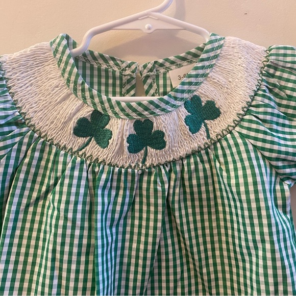 New Smocked St Patrick's Day Bubble Romper - Picture 5 of 14